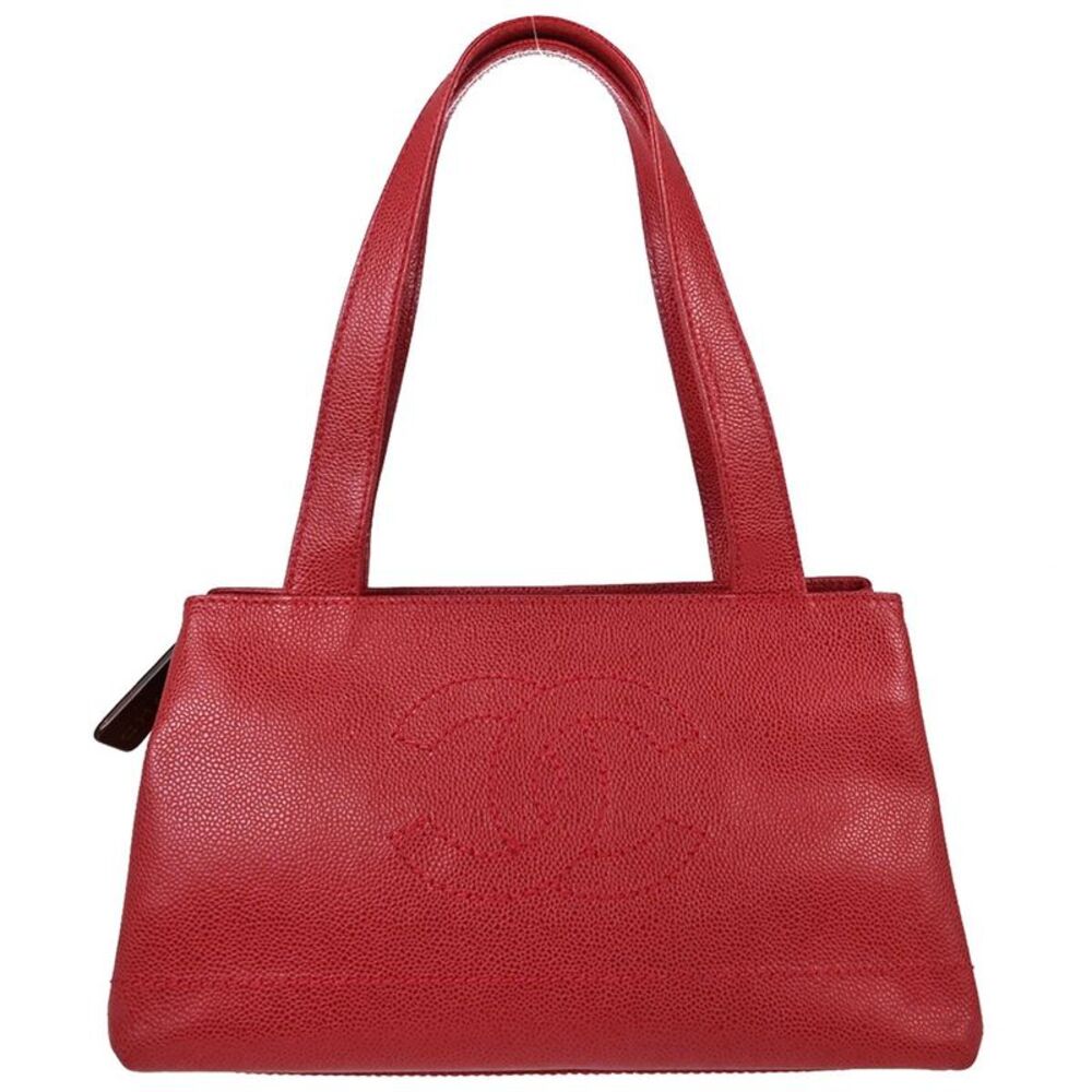 Chanel Vintage Logo Caviar Red Leather Tote Bag Bag